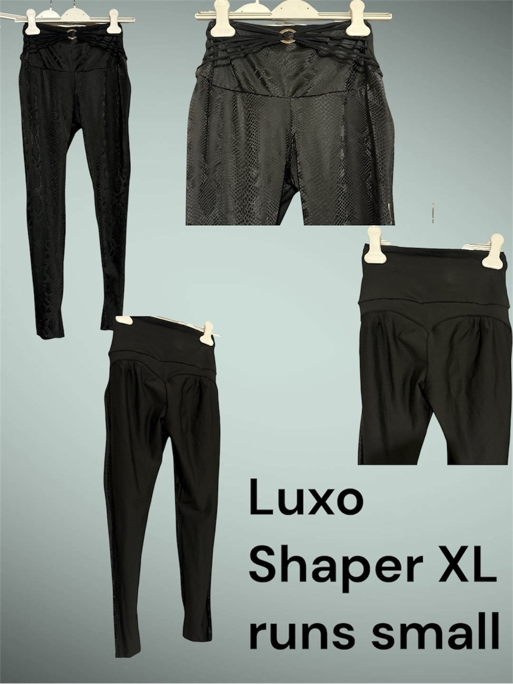 Lux Black High-Waist Shaper Leggings with Textured Panels